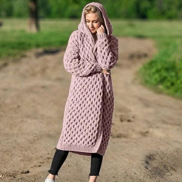 

women's jackets fashion women winter long sleeve wool cardigan solid colors knitted jacket loose thick coat outerwear chaqueta mujer#g3, Black;brown