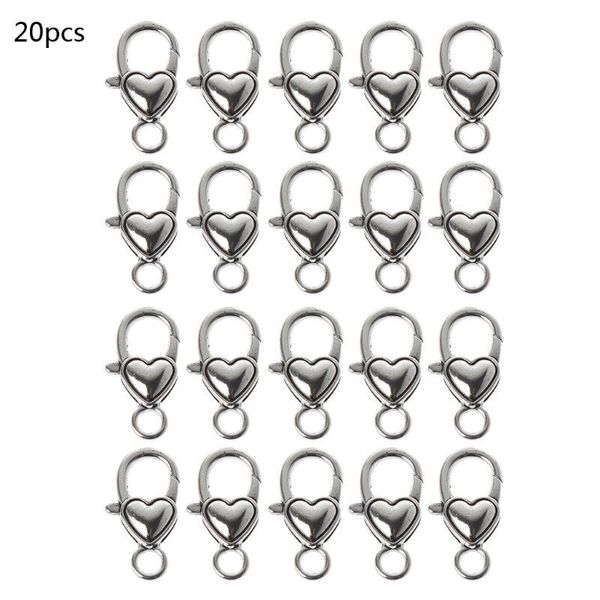 

keychains 20pcs tibetan silver large flower heart shape lobster claw clasp necklace keychain trigger hooks jewelry making findings