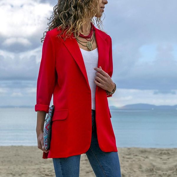 

women's suits & blazers slim women autumn winter suit jacket female work office lady none button business notched fashion blazer coat, White;black