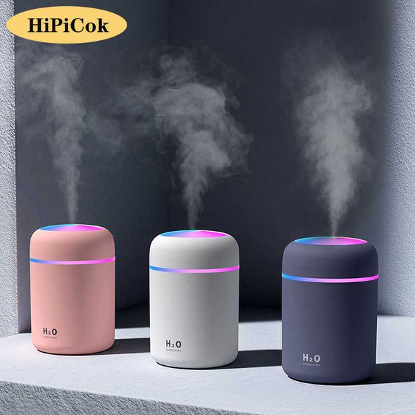 HiPiCok Umidificatore ad ultrasuoni Diffusore di aromaterapia per la casa Auto Aroma Olio essenziale USB Fogger Mist Maker Lampada a LED 210724