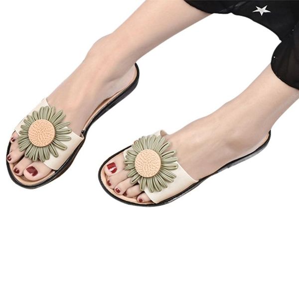 

slippers a2ub summer women shoes fashion leisure sandals lmitation tourism flowers outer wear flat beach, Black