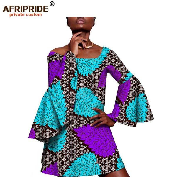 

casual dresses summer african dress for women afripride tailor made full flare sleeve above knee length a-line a1825065, Black;gray