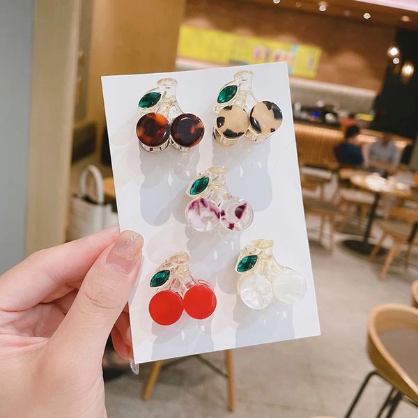 

korean cute cherry hair clip claw clamp for women girls kids hairpin crab headband hair gift accessories headwear, Golden;silver