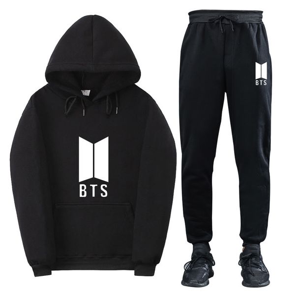 

2020 spring and autumn new bts sportswear plush casual slim men's sweater, Black