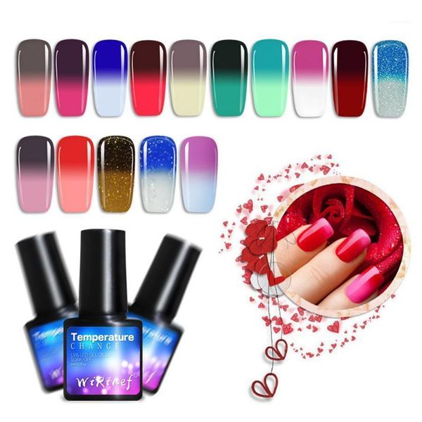 

8ml temperature change gradient nail polish gel color hybrid varnish lacquer semi permanent magical beauty art glue tslm11, Red;pink