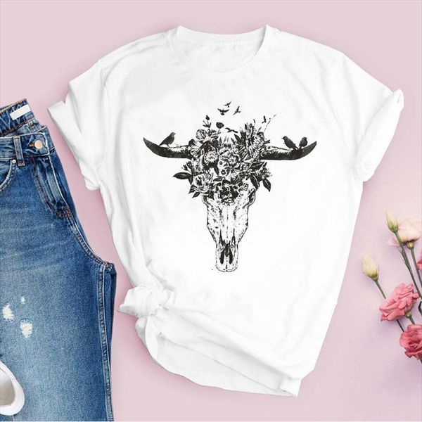 

men printing graphic heifer t shirts flower cute 90s vintage printed lady tees clothing female shirt mens, White;black