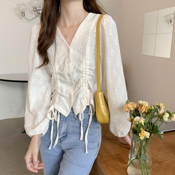 

women's blouses & shirts white lace shirt clothing spring autumn 2021 temperament small design sweet chic short rac