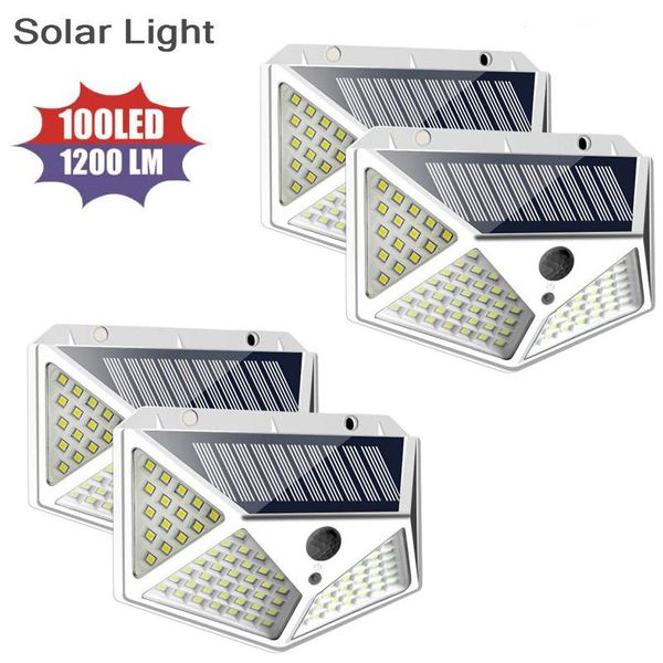

solar lamps 8pcs 100 led light outdoor lamp powered sunlight waterproof pir motion sensor for garden decoration wall