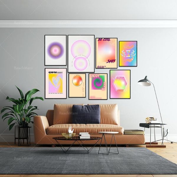 

paintings halo poster, gradient retro ethereal decoration, meditation y2k decoration exquisite printing, spiritual