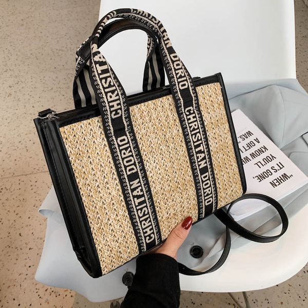 

straw women's 2021 summer new fashion wide shoulder strap messenger bag