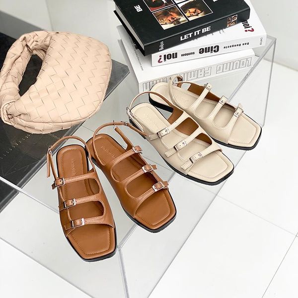 

summer low heel sandals women peep toe back strap shoes casual gladiator sandal buckle narrow band slides zapatos mujer, Black