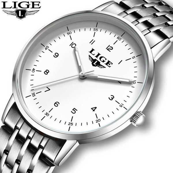 

simple mens watches brand luxury military all steel waterproof clock male mesh belt quartz watch for man wristwatch 210527, Slivery;brown