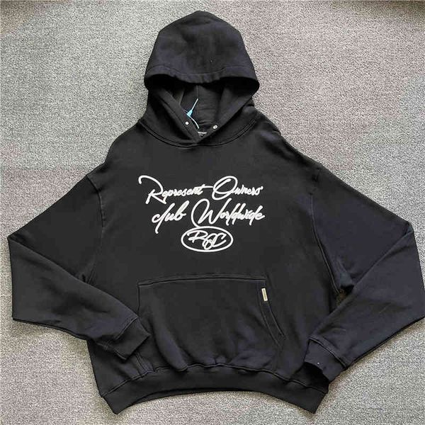 

men's women's hoodies, foam print men's sportswear, retro style, size, Black