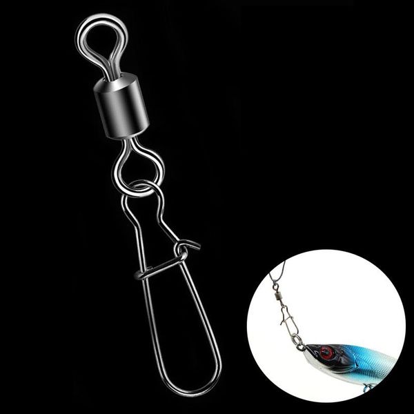 

fishing hooks walk fish 50pcs/lot connector swivels interlock pin snap 2#-14# rolling swivel for fishhook lure accessories