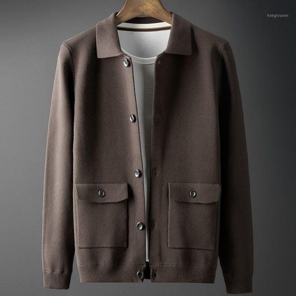 

men's jackets 2021 high-end men 's sweater cardigan coat autumn and winter fashion handsome knitwear clothing, Black;brown