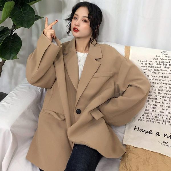 

women's suits & blazers korean version harajuku ladies suit blazer vintage casual loose all-match jacket coats plus size clothing for w, White;black