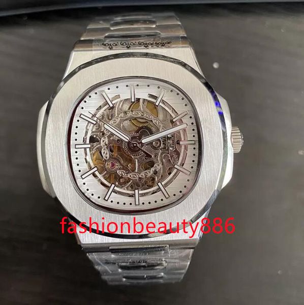 

watch 2022 men watch automatic mechanical hollow watches classic style 42mm full stainless steel 5 atm waterproof sapphire super luminous u1, Slivery;brown