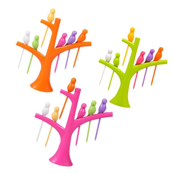 

sets of bird shaped fruit picks sandwich cake toothpicks forks