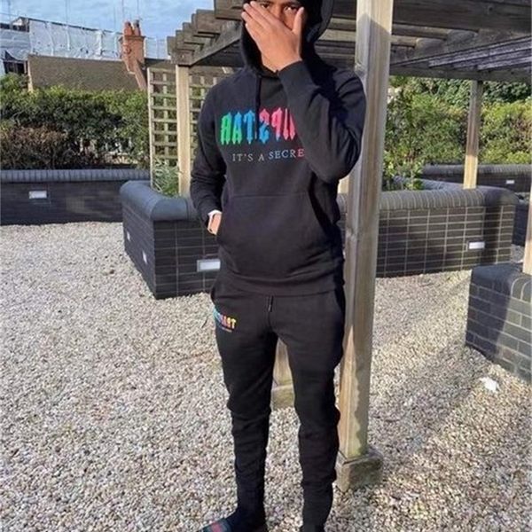 

luxury brands coats trapstar sportswear casual clothing mens jacket hoodie men's fashion hoodie button sweat suits for men warm hooded, Black