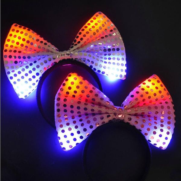 

party decoration glowing flashing sequins butterfly headband children's led hair bows lights headhoop headwear supplies