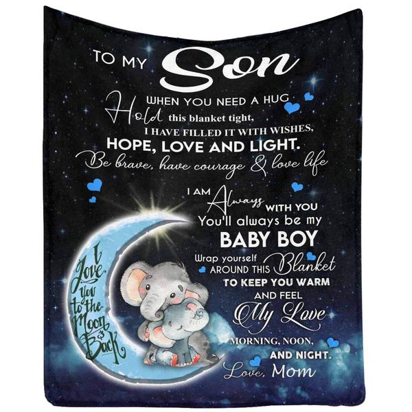 

Love Letter Message Blanket to My Son from Mom, Wrap Yourself Around Blanket to Keep You Warm and Feel My Love Blanket for Bed