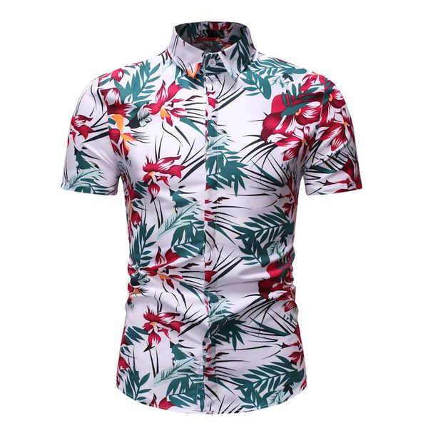 

men's shirts 2021 ummer fahion buine caual hort leeve floral, White;black