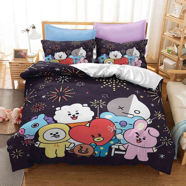 

bedding sets sets bangtan chimmy van us/europe/uk size quilt cover cartoon bed duvet pillow case 2-3 pieces gift nv1x