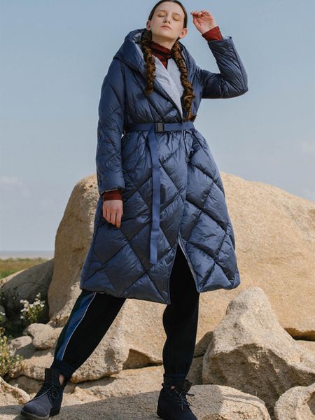 

women's down & parkas winter original design women brief simple warm casual loose long hooded reversible white duck jacket silver coat, Black