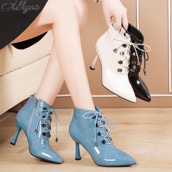 

boots 2021 autumn women' comfortable pu fashion women's stiletto plus velvet short pointed soft leather women, Black