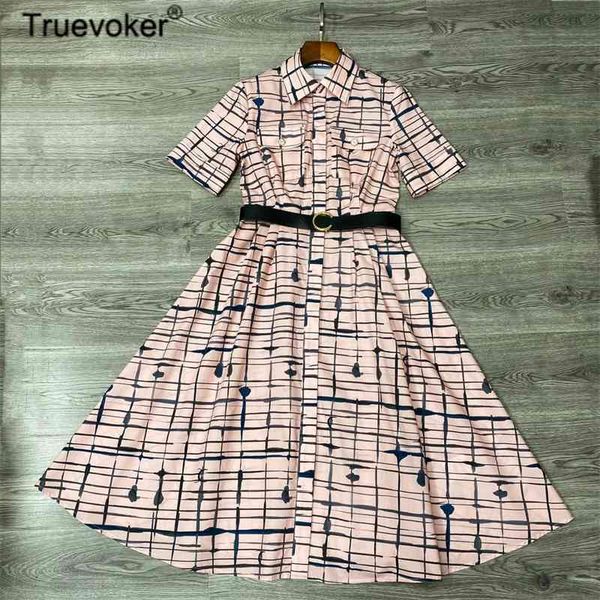 

truevoker lady 100% cotton cottagecor holiday dres peter pan collar pink print mid calf length mujer vestidos 210602, Black;gray