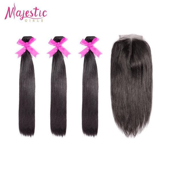 

human hair bulks peruvian bundles with closure straight weave 30 inch, Black
