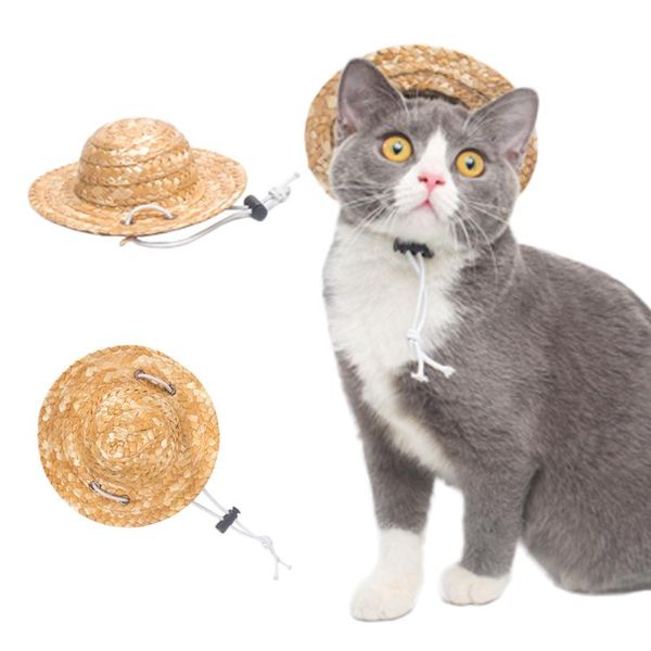 

cat costumes funny summer pet cap sunbonnet hawaiian style straw hat for small dog puppy po props grooming accessories drop