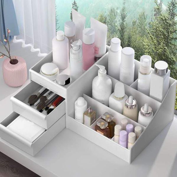 

makeup organizer cosmetic storage box necklace earrings lipsticks container large capacity boxes & bins