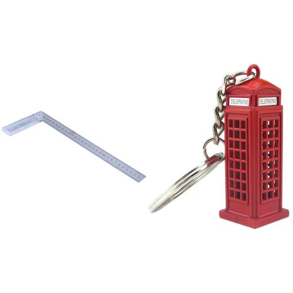 

pcs 30cm right measuring angle square ruler & 1 vintage telephone car key ring keychains hooks rails
