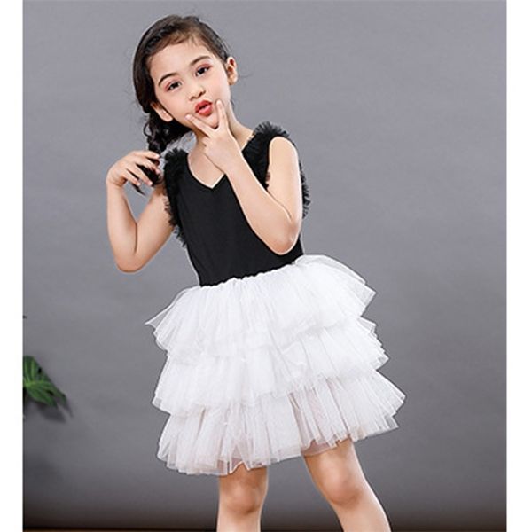 Vestidos de Verão Partido Bailarina Net Tutu Tutu Roupas Infantis para Meninas Crianças Roupas 210528