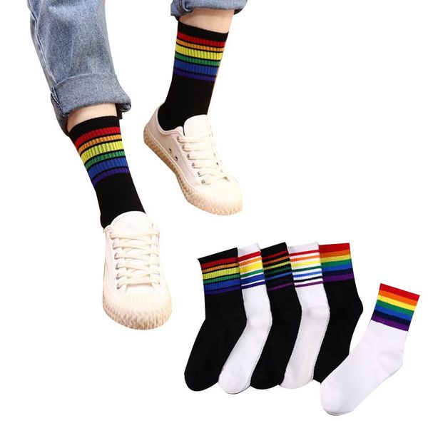 

men's socks fashion men's breathable basketball long white cotton harajuku mens middle tube flexibility women sock, Black