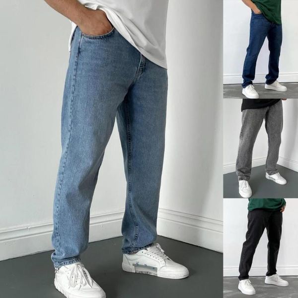 

men's pants sweatpants stylish washable casual men overalls breathable denim, Black