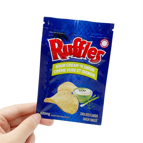 

ruffles 600mg mylar bags potato chips packaging bag sour cream'n onion creme sure et oignon flavor