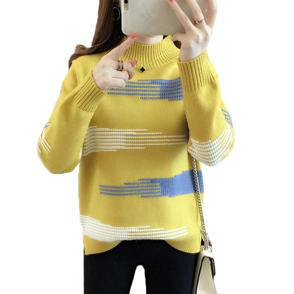 

women's sweaters autumn pullover women knitted sweater winter korean fashion loose half turtleneck knit bottoming warm jumper ladies, White;black