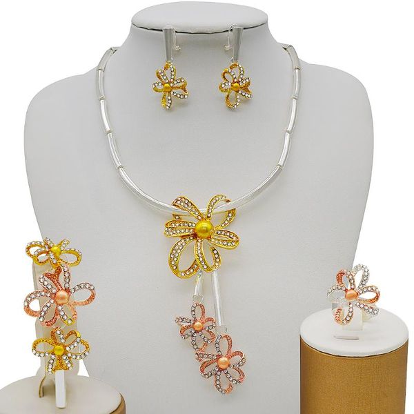 

earrings & necklace s nigerian wedding african costume jewelry set dubai fashion charm neckace sets for women party, Silver