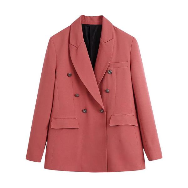 

women's two piece pants vintage solid ladies office commuter suits double breasted blazer jacket tailored coat high waist trousers fash, White