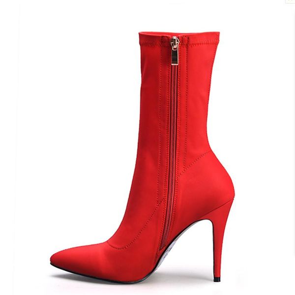 

boots chaussures femme fashion woman ankle pointed toe suede shoes high heels party ladies comfort spring/autumn, Black