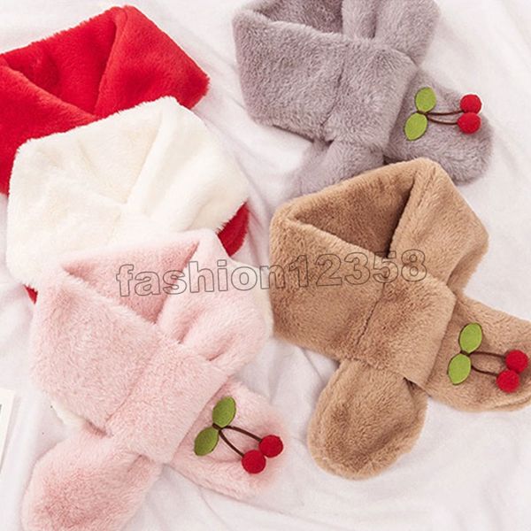 Meninas de bebê grosso veludo lenços inverno garganta aquecedor kids kids fofo macio pele de coelho pescoço escaraça tipo cross tyle fleece dolk-ring