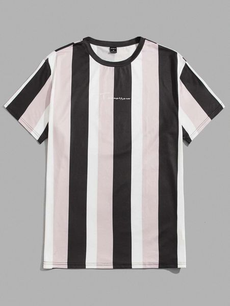 

men letter graphic striped tee g6bw#, White;black