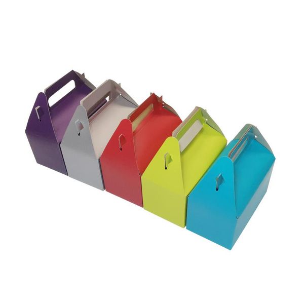 

gift wrap 10pcs/lot black silver pink purple green paper box cardboard package wedding candy cake boxes with handle