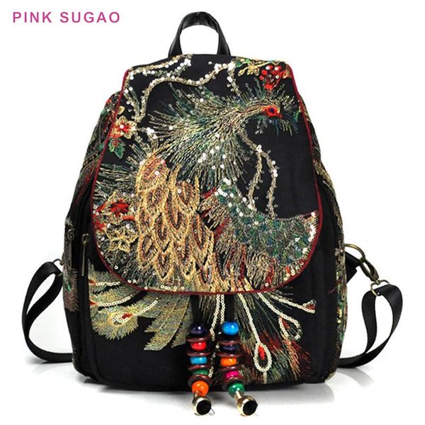

outdoor bags pink sugao backpack canvas women embroidery book bag travel lappurse