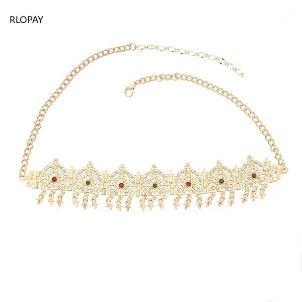 

metal wedding hair pieces in gold rhinestone tassels bridal accessories silver headband arabic brides chain1