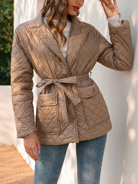 

simplee dual pocket belted quilted coat 96gz#, Black