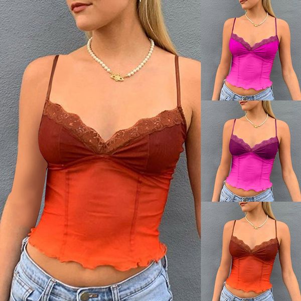 

summer v neck camisole women cami girls casual lace trim perspective sleeveless base crop slim vest, White