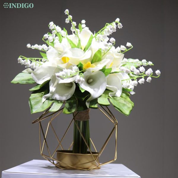 

white calla convallaria cymbidium bride bouquet artificial flower shop display party event centerpiece decorative flowers & wreaths